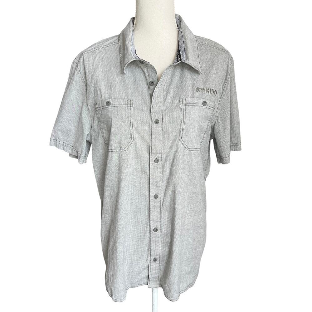 Kuiu gray button down shirt everyday shirt sleeve neutral mens size large